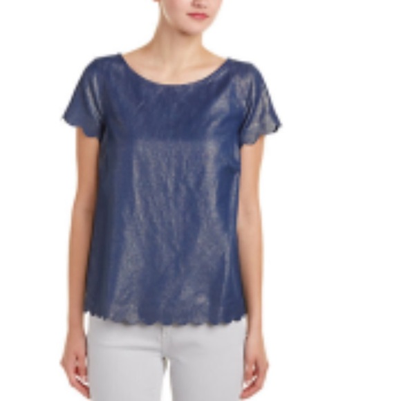 Vineyard Vines Shimmer Linen-Blend Scallop Top - Picture 2 of 11